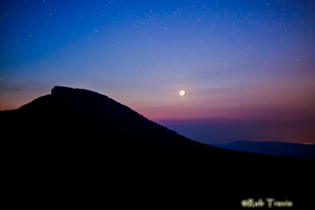 Moonrise over Hawksbill Mountain