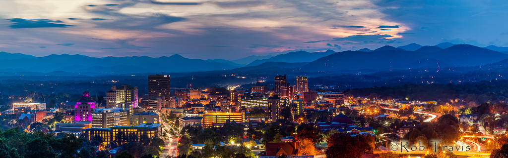 Asheville after Dusk, a wider view